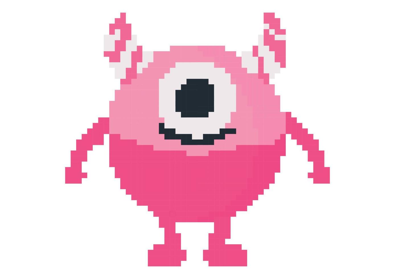 pixel pink monster illustration vector