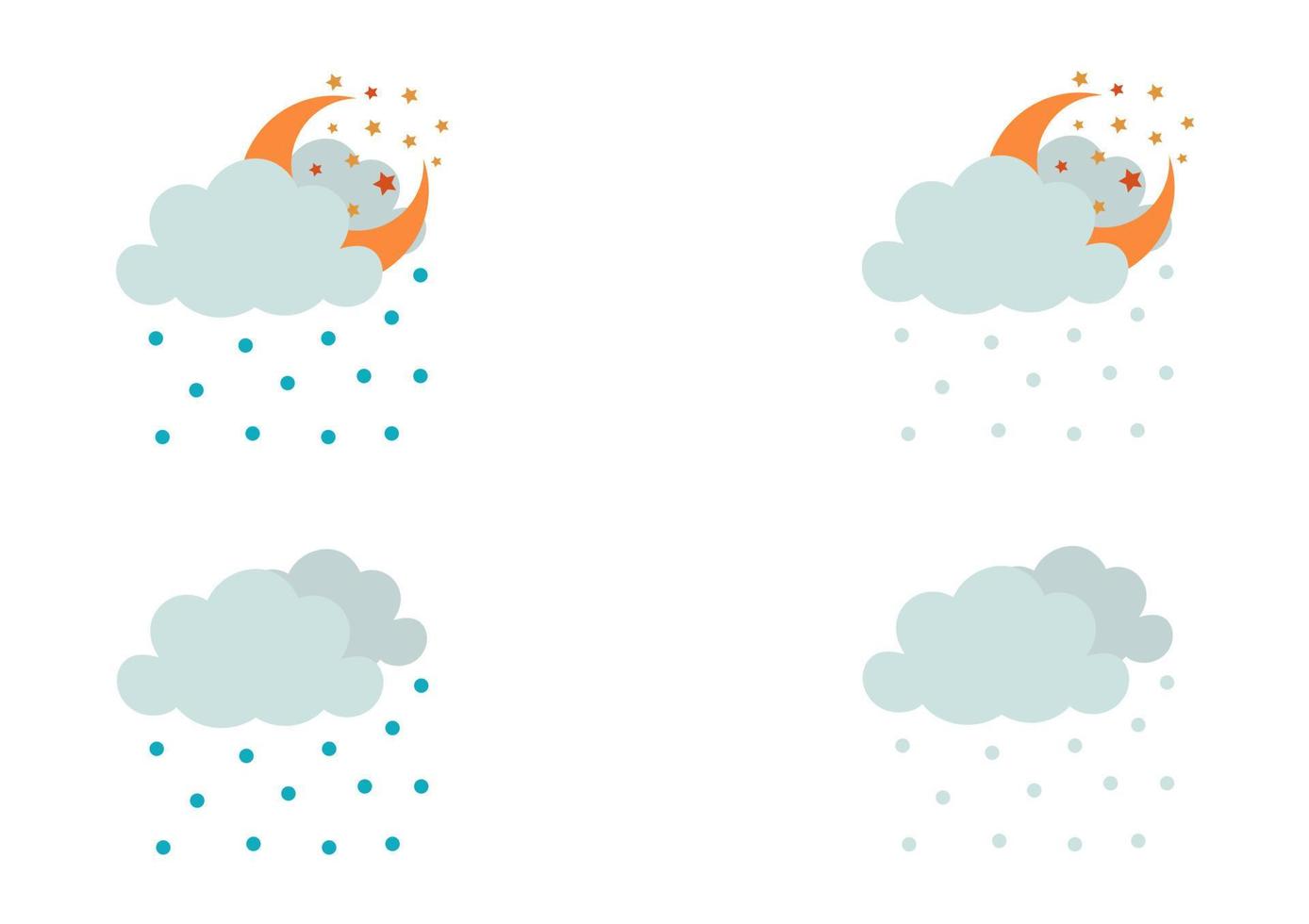a collection of drizzle and snowing illustrations vector