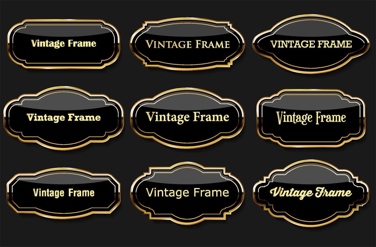 Collection of golden badges and labels retro style vector