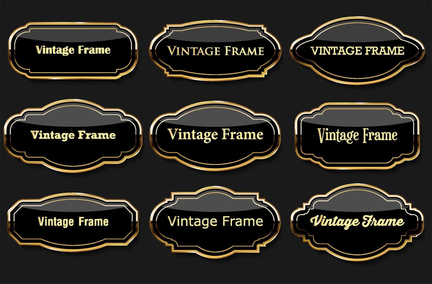 Collection of golden badges and labels retro style vector