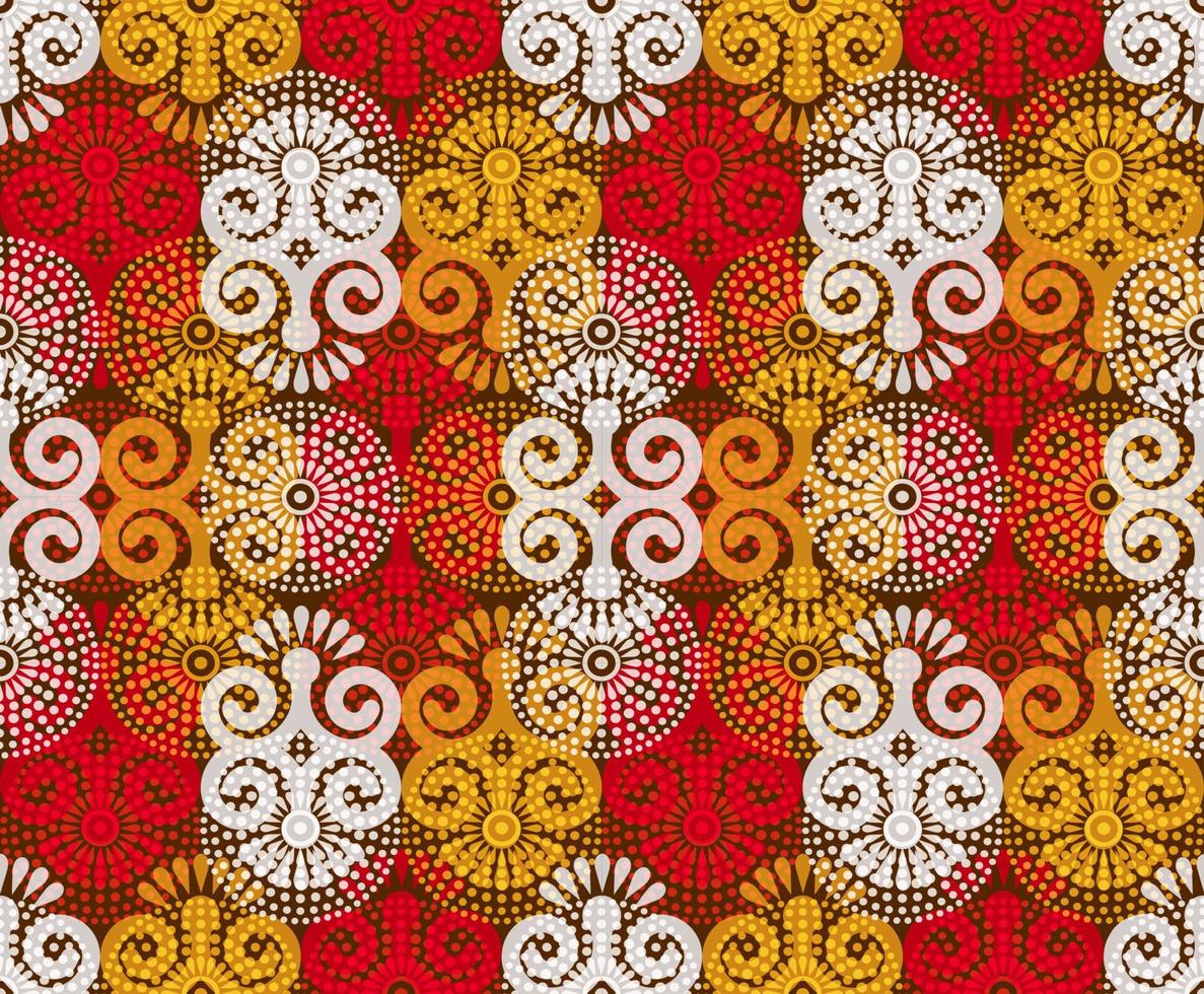 Seamless African Print fabric, Ethnic handmade ornament for your design, Ethnic and tribal motifs geometric elements. Vector texture, afro textile Ankara fashion style. Pareo wrap dress, batik style