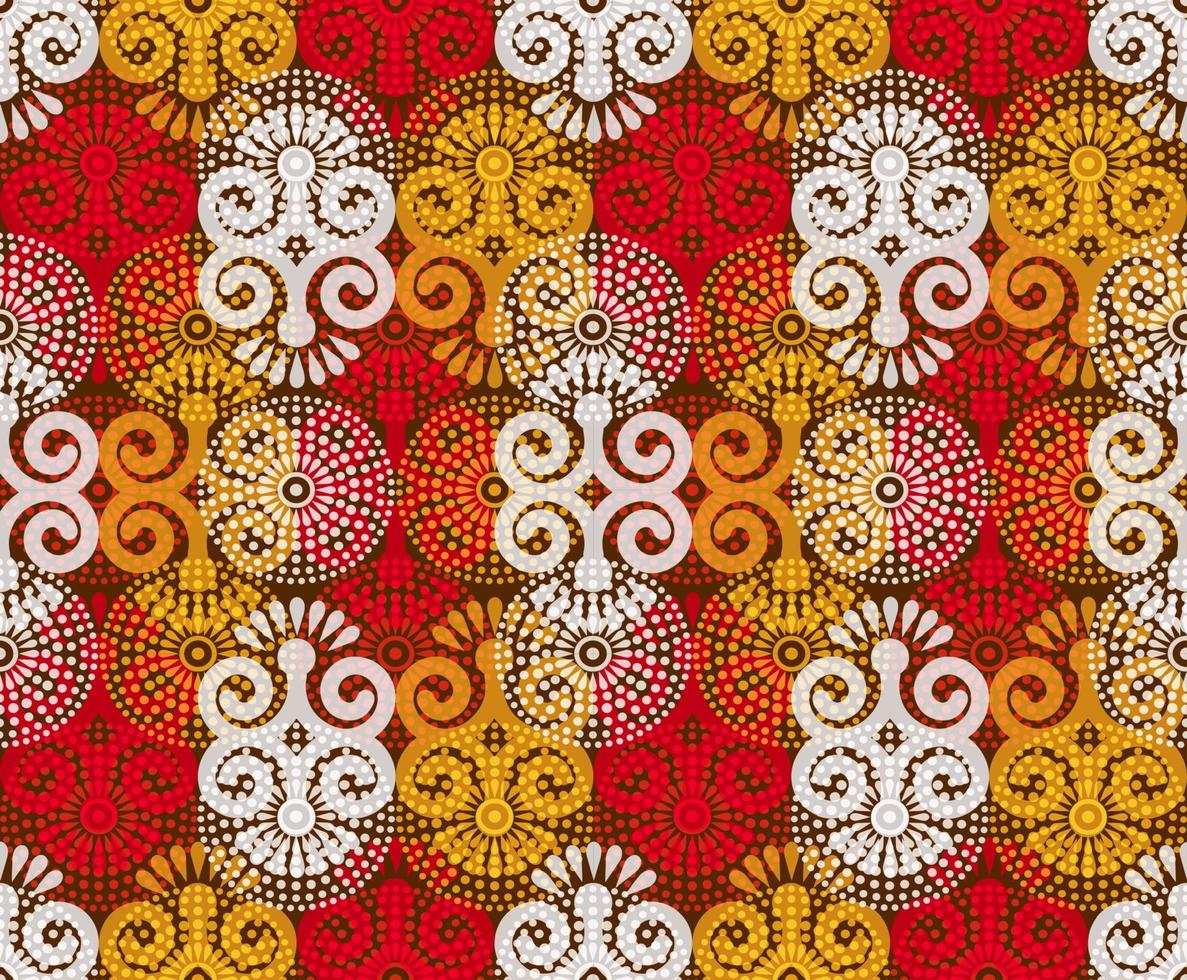 Seamless African Print fabric, Ethnic handmade ornament for your design, Ethnic and tribal motifs geometric elements. Vector texture, afro textile Ankara fashion style. Pareo wrap dress, batik style