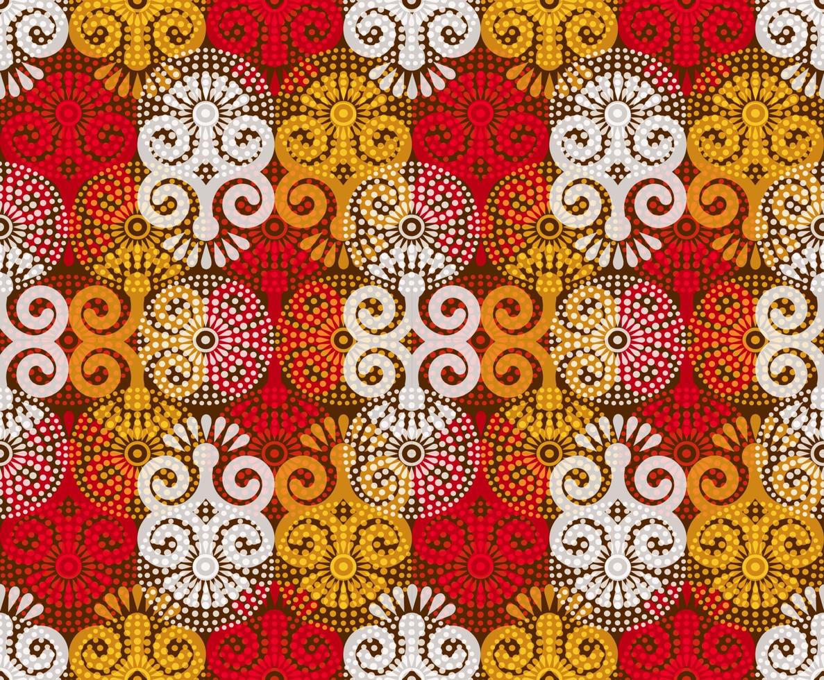 tela de impresión africana sin costuras, adornos étnicos hechos a mano para su diseño, elementos geométricos de motivos étnicos y tribales. textura vectorial, estilo de moda afro textil ankara. vestido cruzado pareo, estilo batik vector