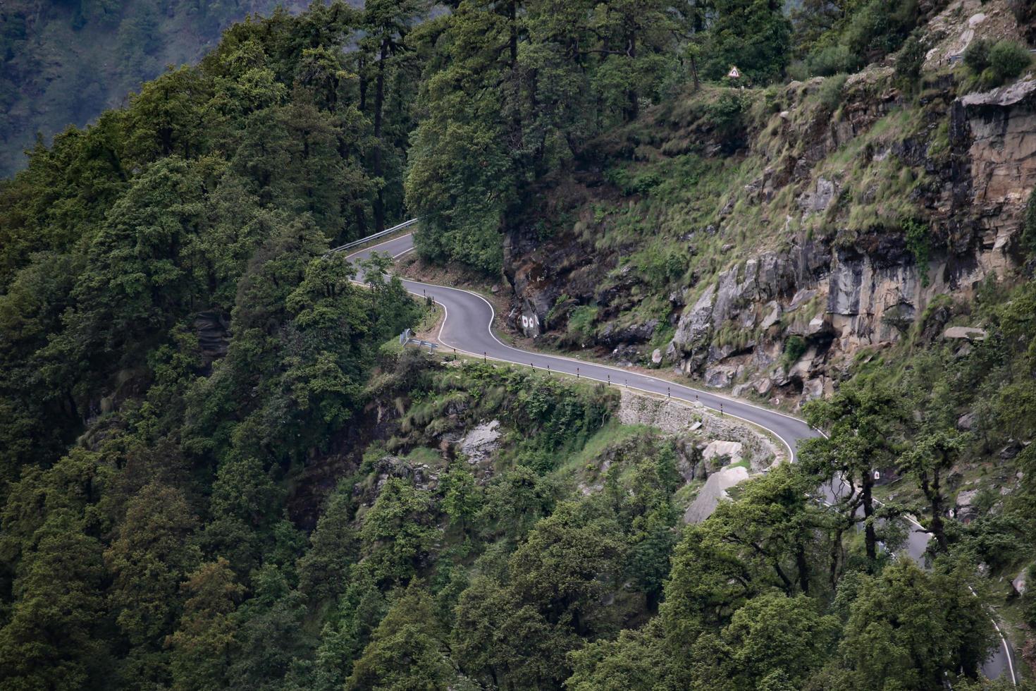 Winding mountain roads into Himalayas. photo