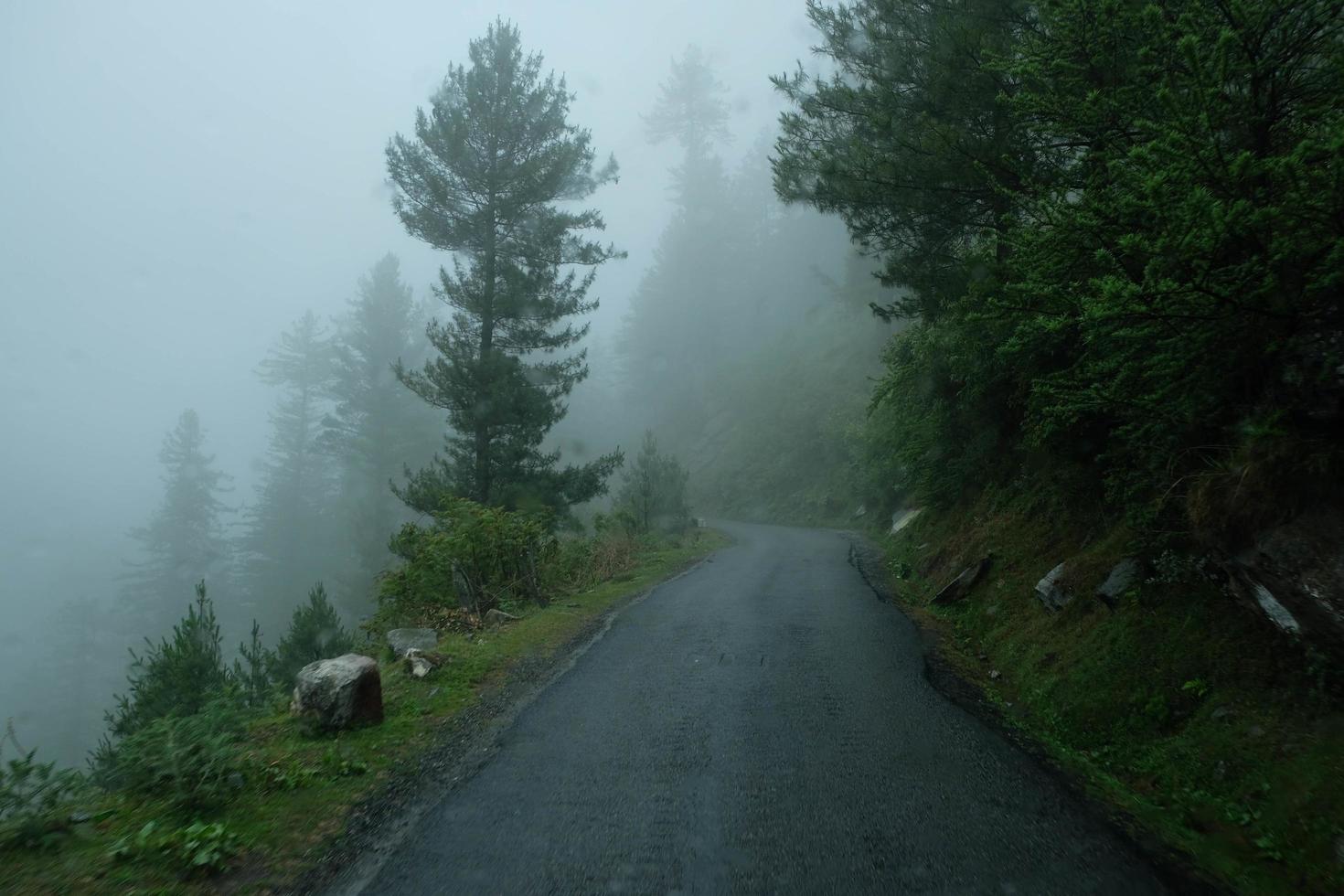 Winding mountain roads into Himalayas. photo