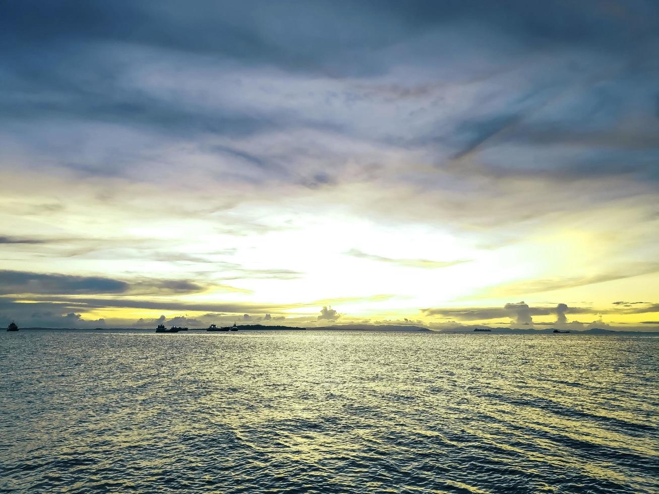 Sunset sky over the sea.Scenery landscape of the sea, rocky coast and island photo