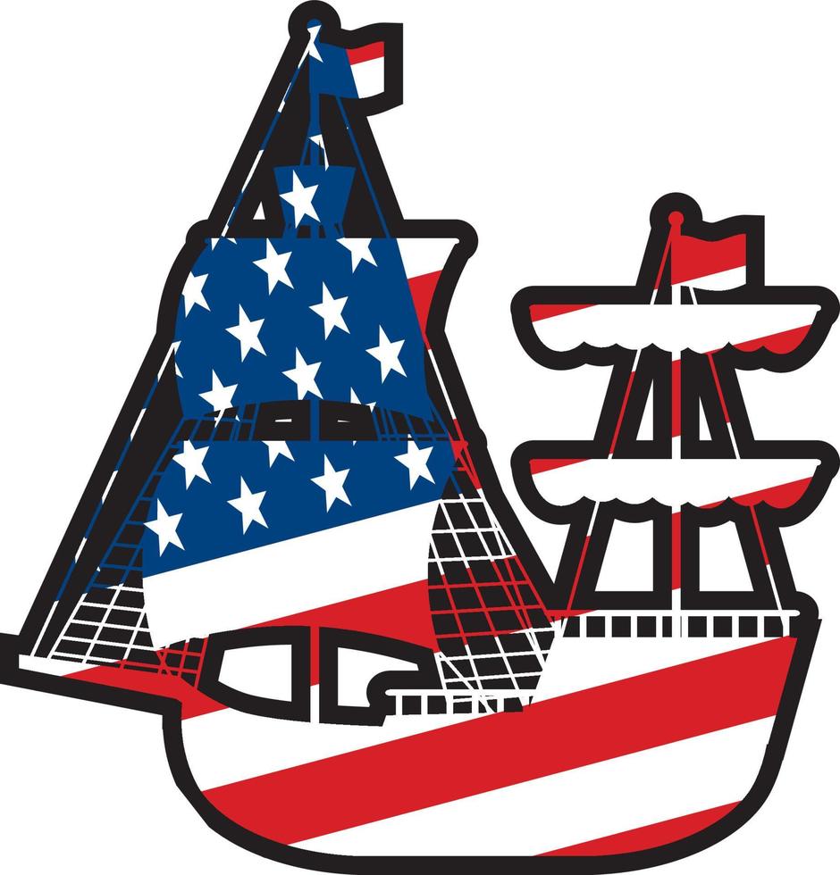 A ship with American flag pattern vector