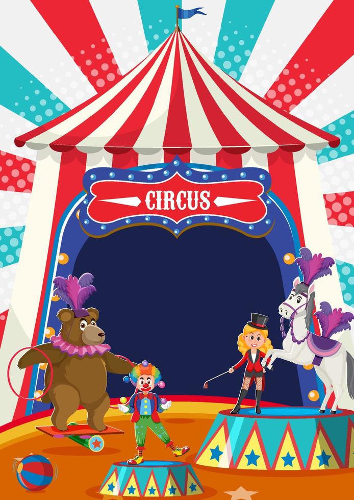 Circus dome tent with animal performer vector