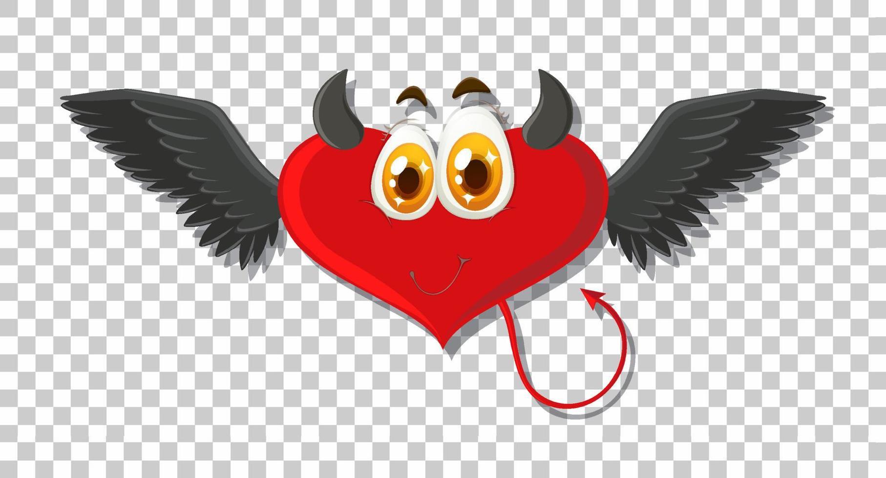 diablo en forma de corazón con expresión facial vector