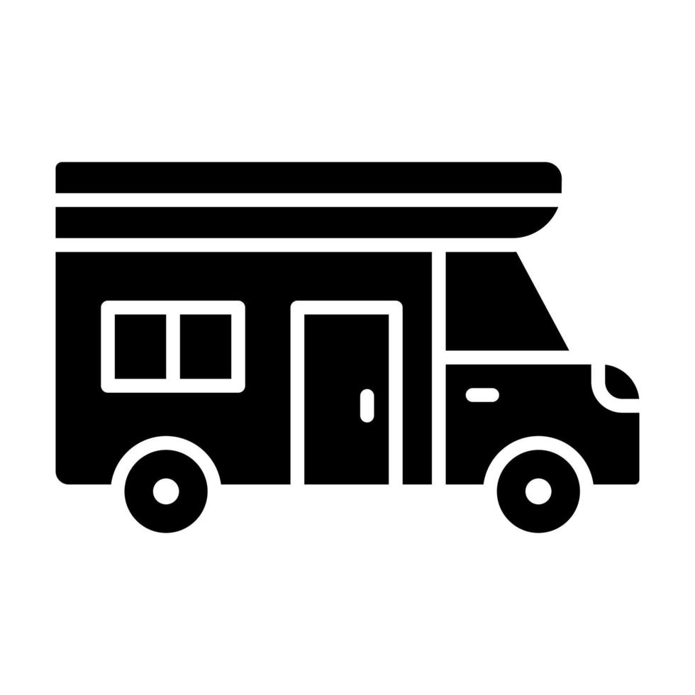 Camper Van Glyph Icon vector