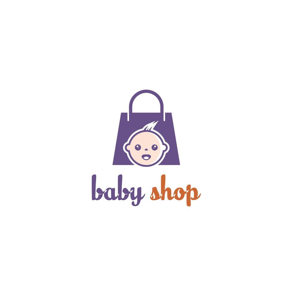 Logotipo de la tienda de bebés con ilustración de cara de bebé lindo vector