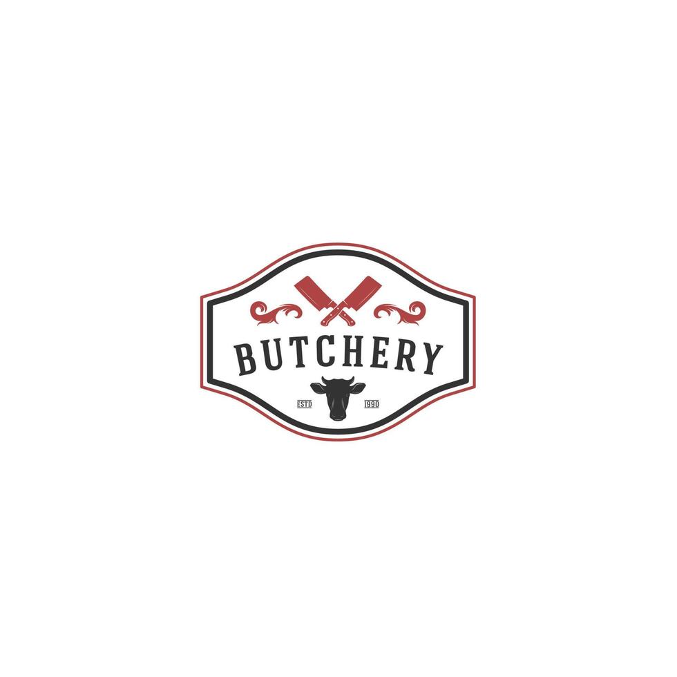 butchery logo template, vector, icon in white background vector