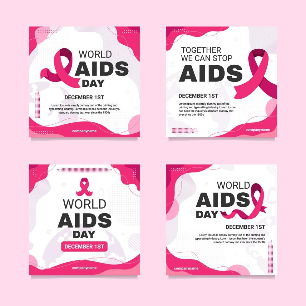 conjunto de publicaciones en las redes sociales del día mundial del sida vector