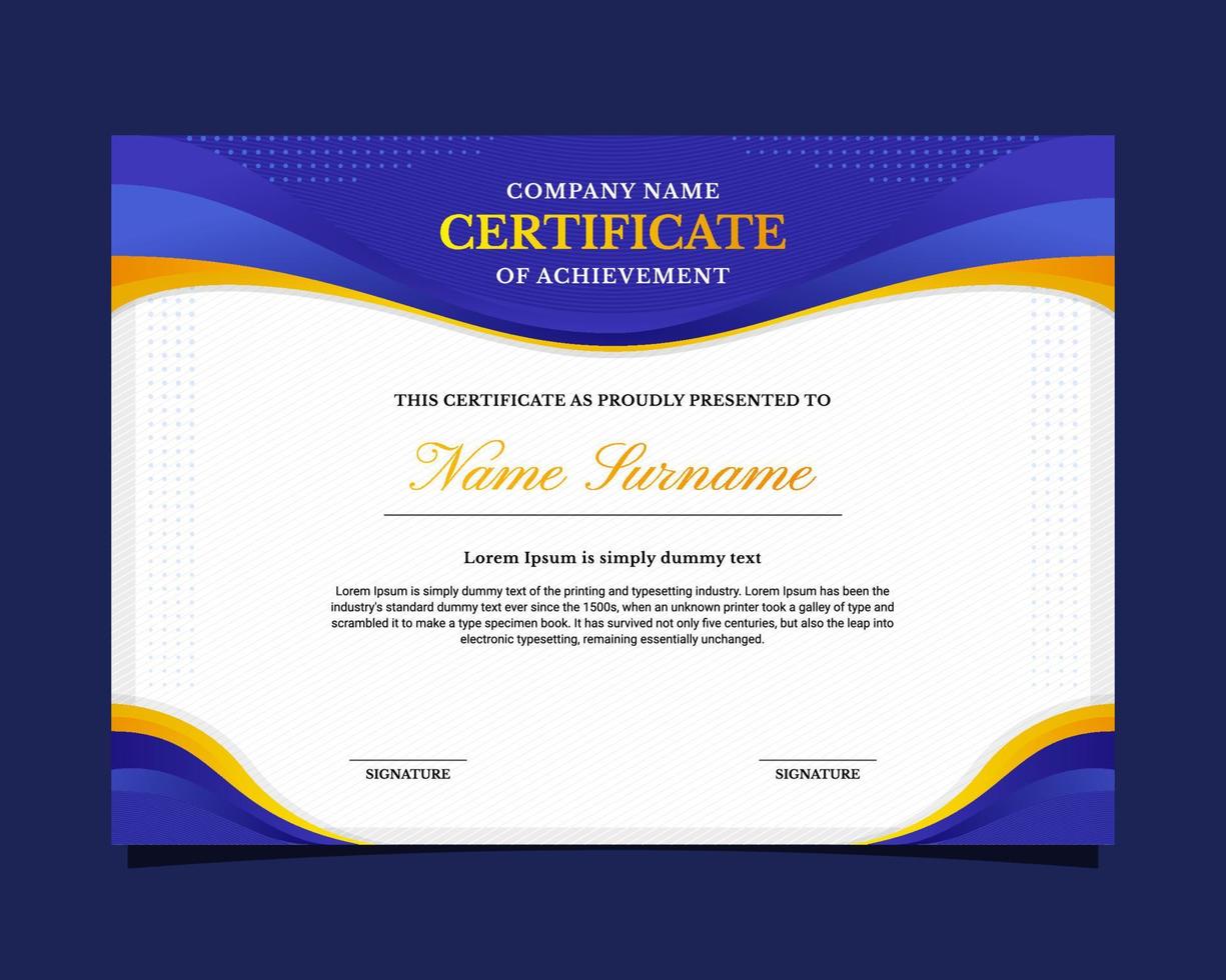 Elegant Blue Certificate Template vector