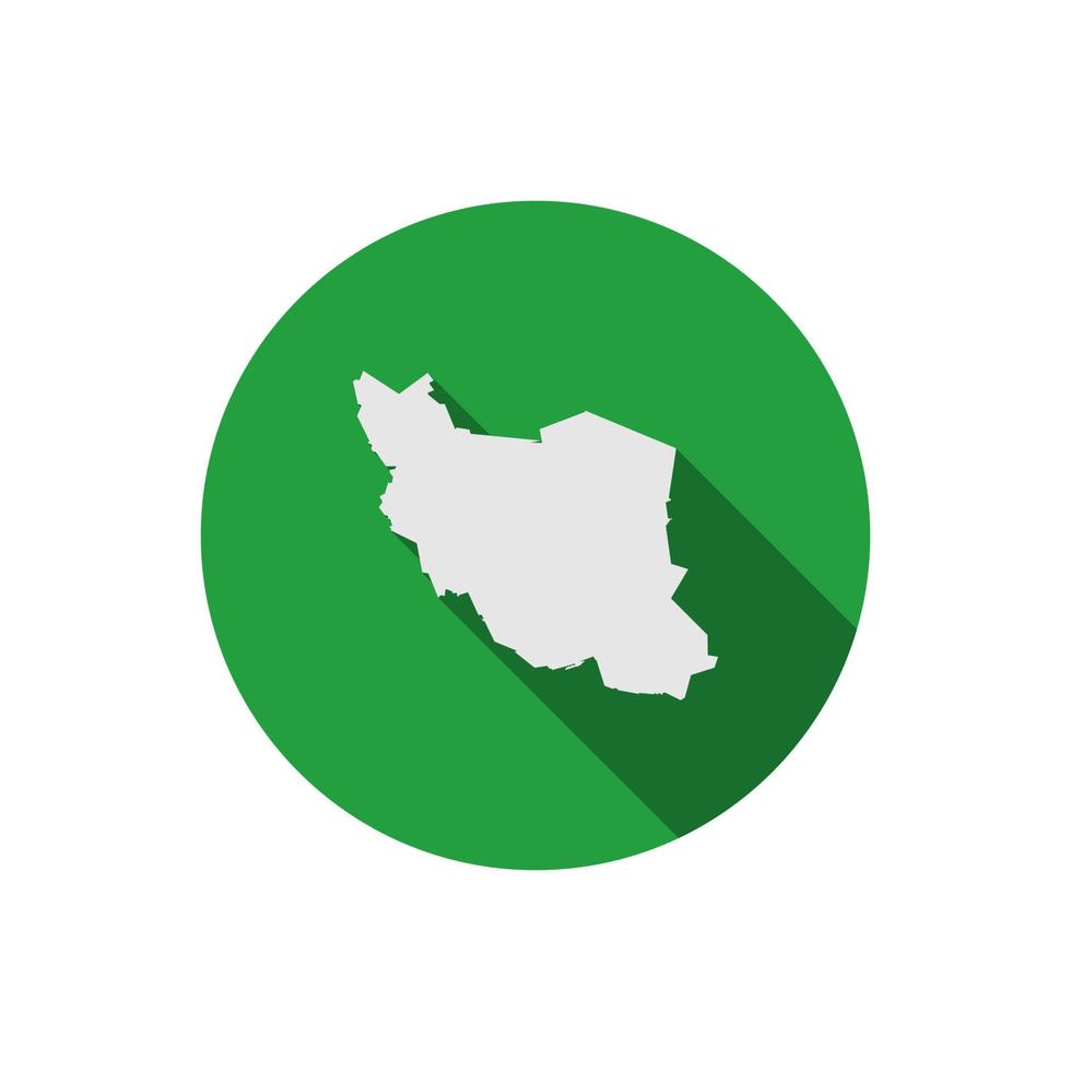 Map of Iran on green circle with long shadow vector