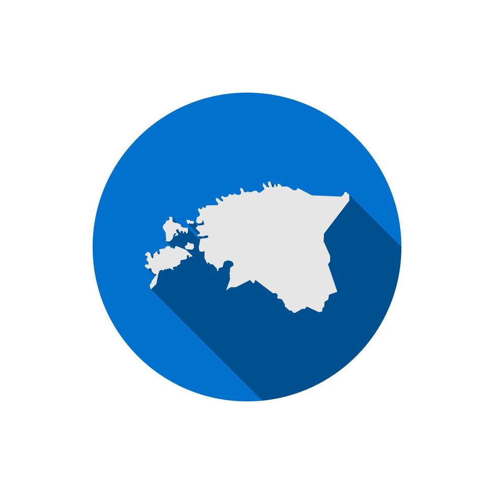 Map of Estonia on Blue circle with long shadow vector