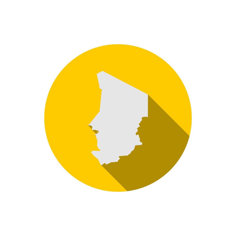 Map of Chad on yellow circle with long shadow vector