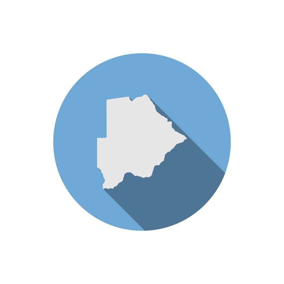 Map of Botswana on Blue circle with long shadow vector