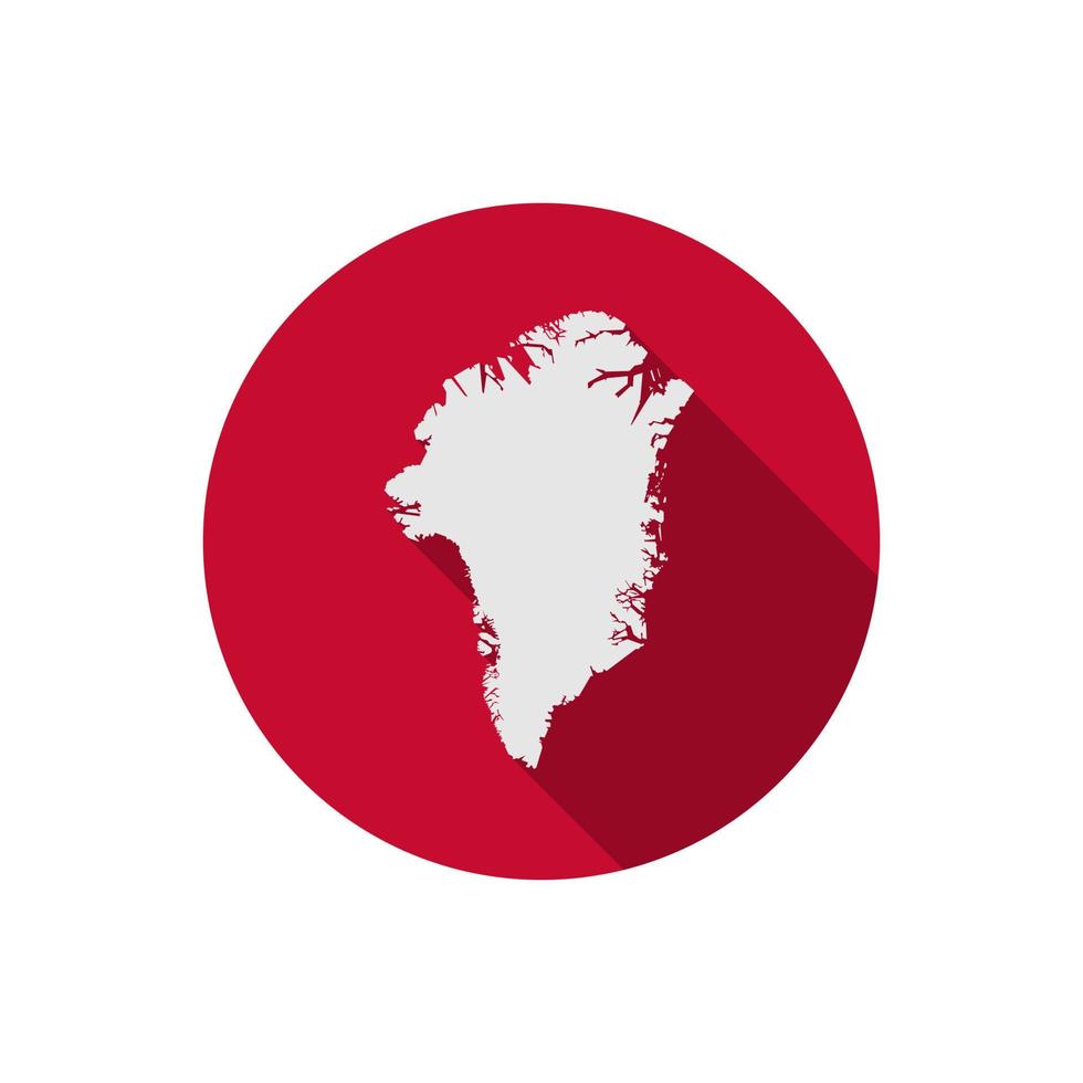 Greenland on red circle with long shadow vector