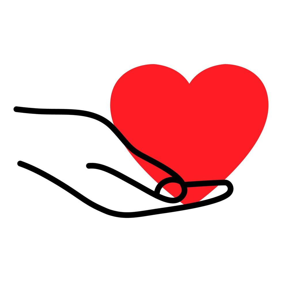 corazón en la mano. dando corazón para trasplante, organo, donación, salud, voluntario, organización sin fines de lucro. donar y símbolo de amor. símbolo de caridad vector