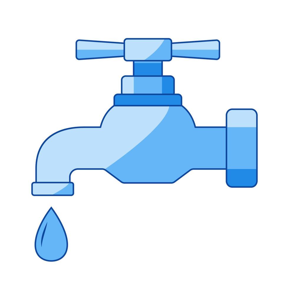 Tap icon. Color faucet in flat style. Water supply illustration for infographic, website or app. Vector