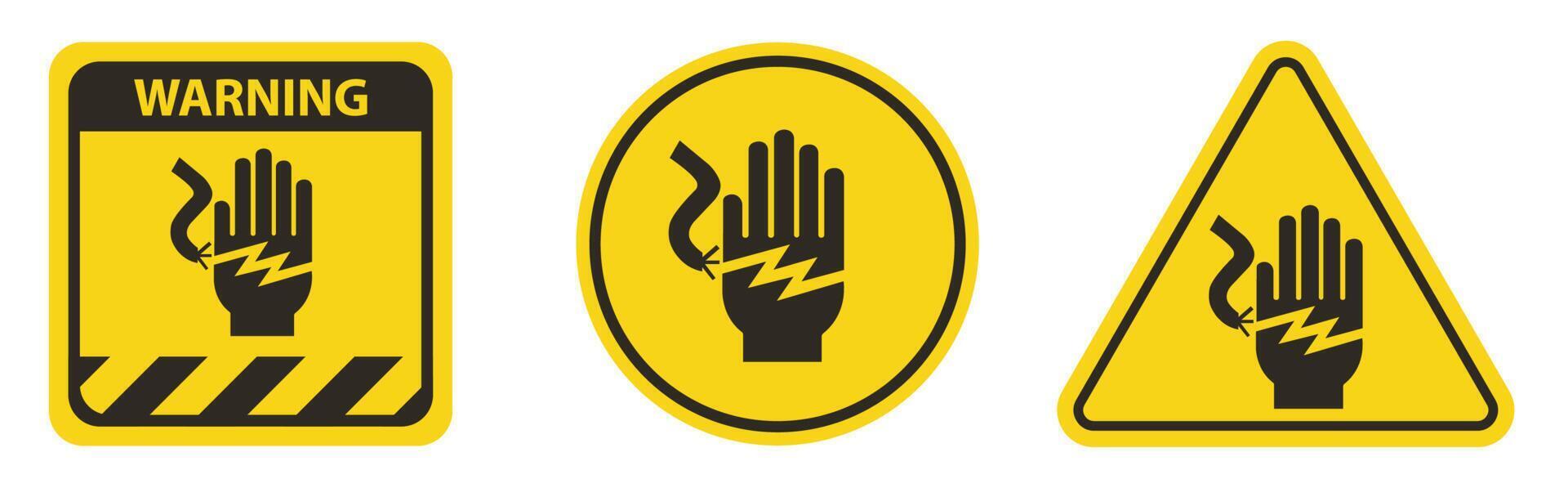 Signo de símbolo de electrocución de descarga eléctrica sobre fondo blanco. vector