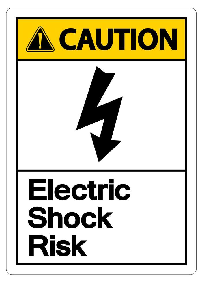 Precaución símbolo de riesgo de descarga eléctrica firmar sobre fondo blanco. vector