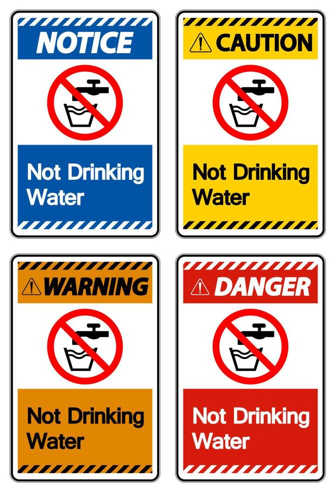 Caution Not Drinking Water Sign vector