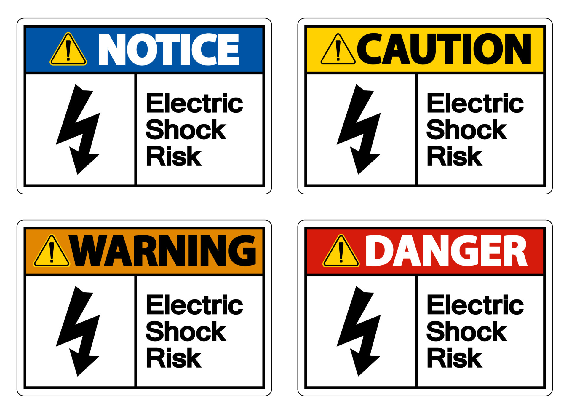 Danger electric. Electrical hazards. Risk of electric shock. Safety symbol risk of electric shock. Caution electric shock.