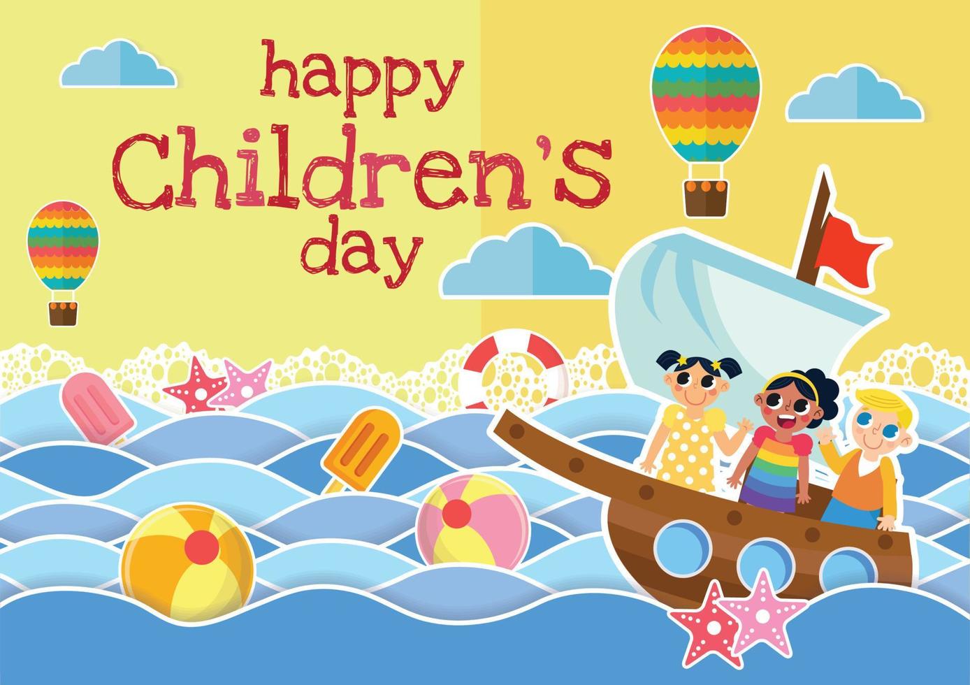 children's day colorful kids and toys kid stuffs background vector