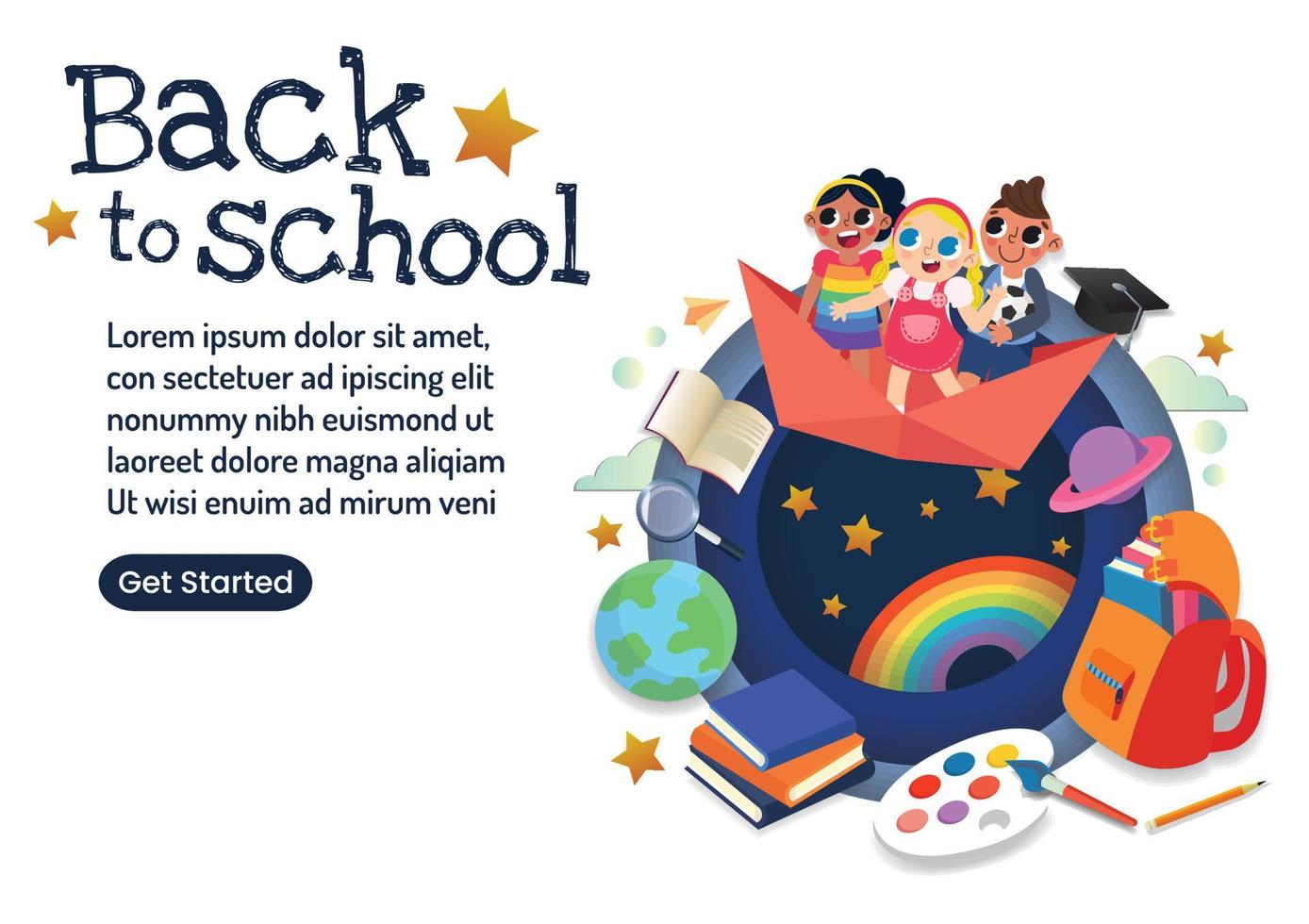 cute kids character back to school art design vector