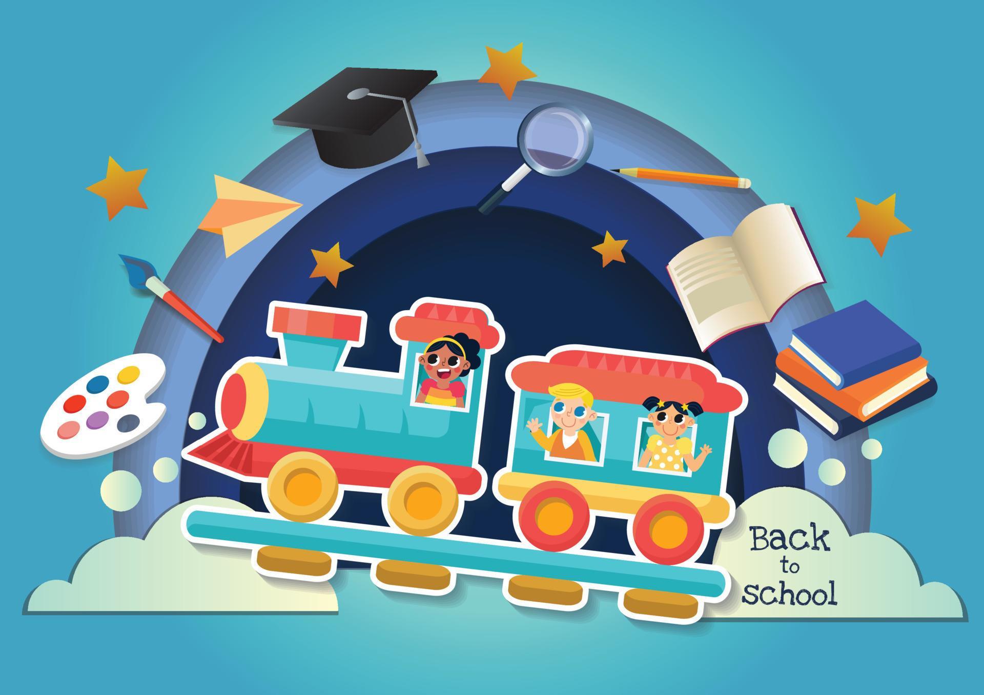 cute kids character and stationery back to school banner design 4659907