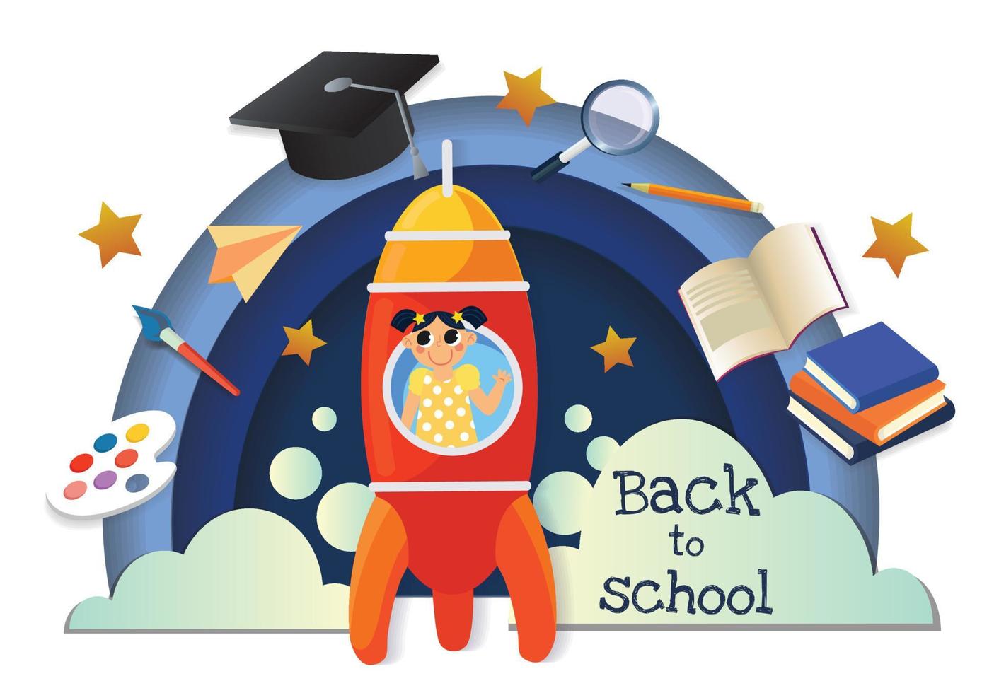 cute kids character and cut stuff back to school background vector