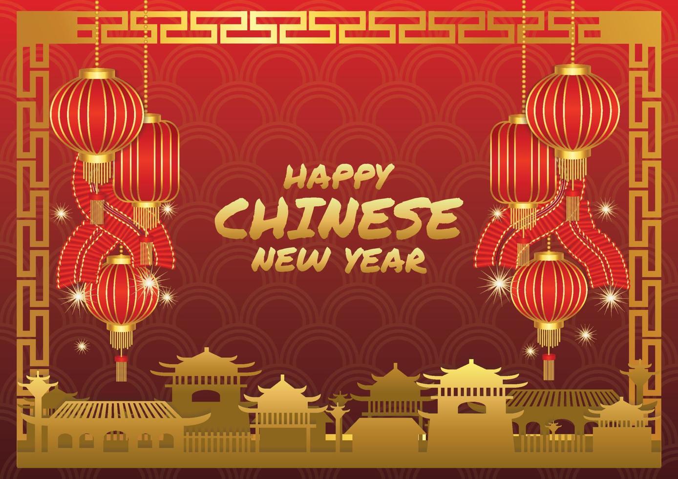 chinese new year art vector red background
