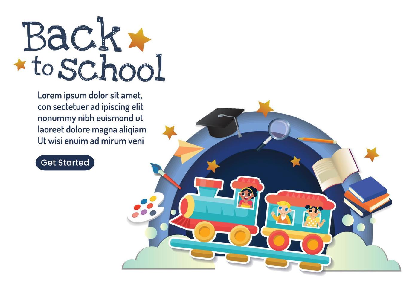 lovely kids character back to school banner vector