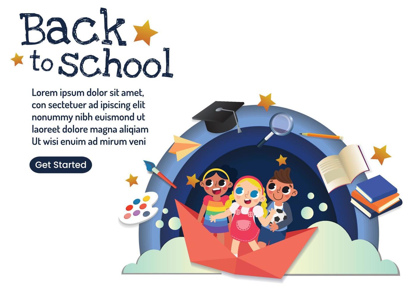 cute kids character back to school banner design vector