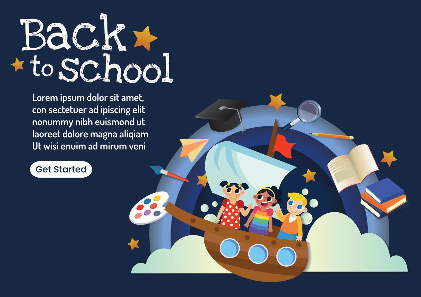 kids character back to school banner design vector
