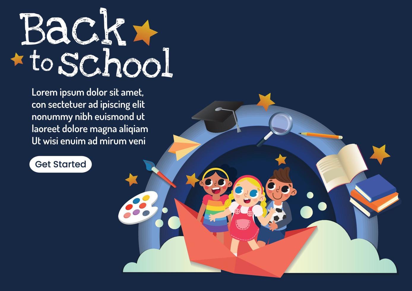 lovely kids character back to school design vector