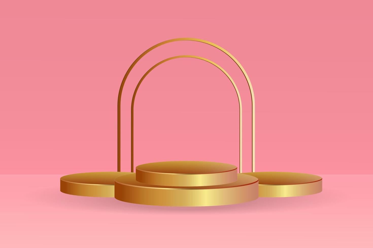 gradient gold podium on pink background. vector design, abstract