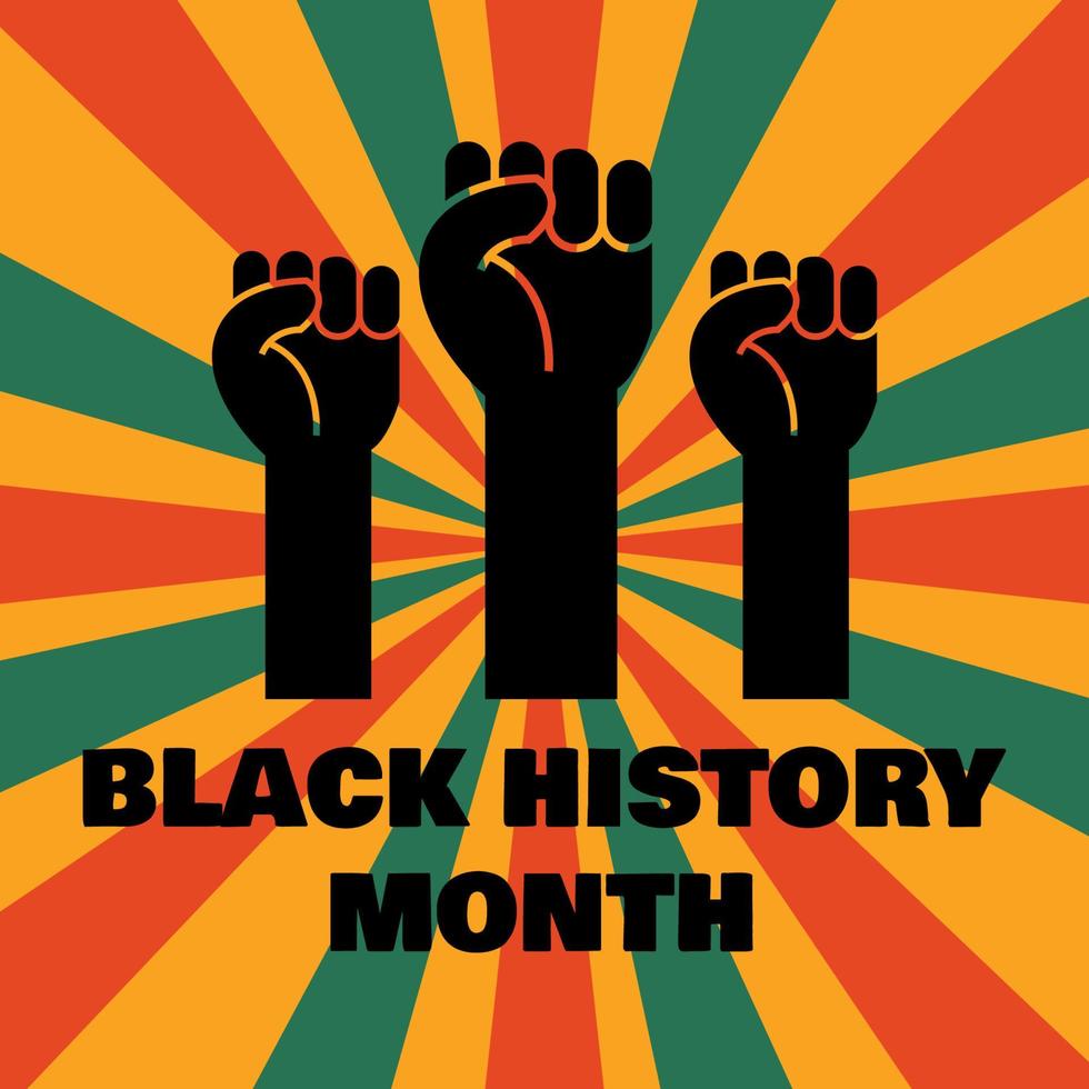 black history month design with three hand clenched. black history month vector