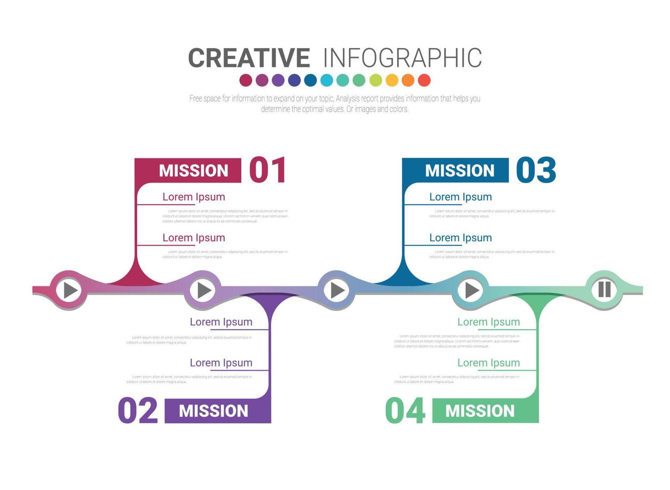 Abstract infographics 4 number options template vector