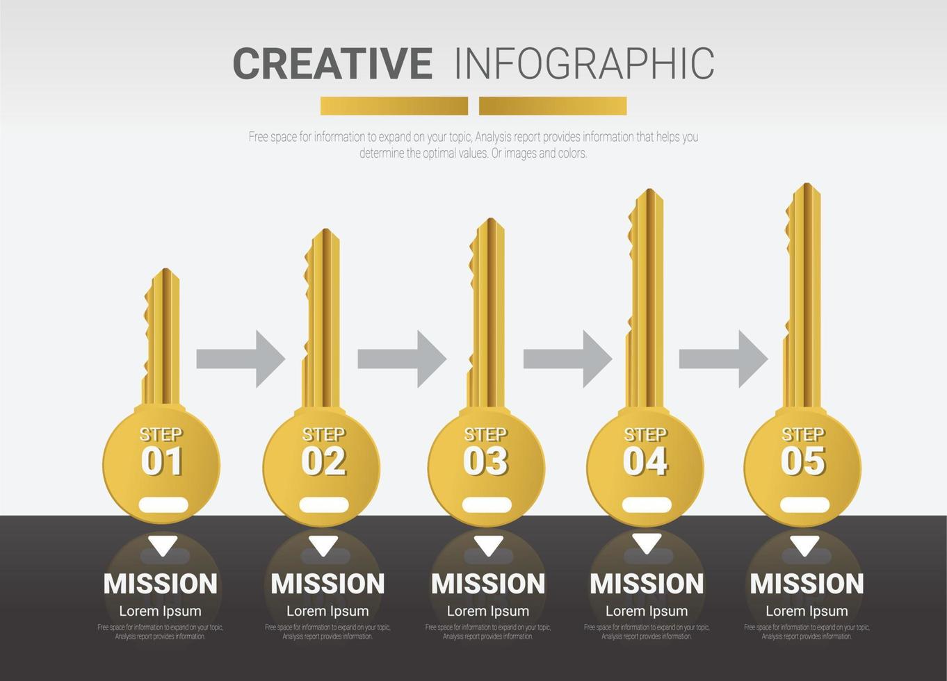 Plantilla de diseño de clave infográfica para negocios de presentación. vector