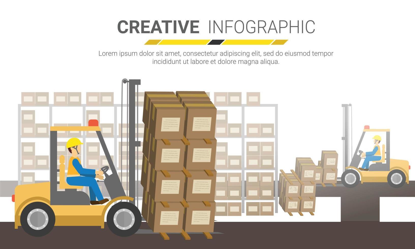 Almacén de almacenamiento y distribución. concepto logístico vector