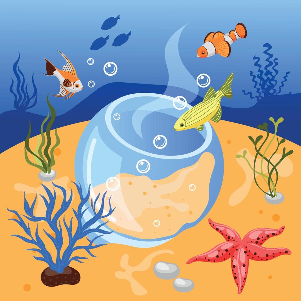 Isometric Aquarium Background vector