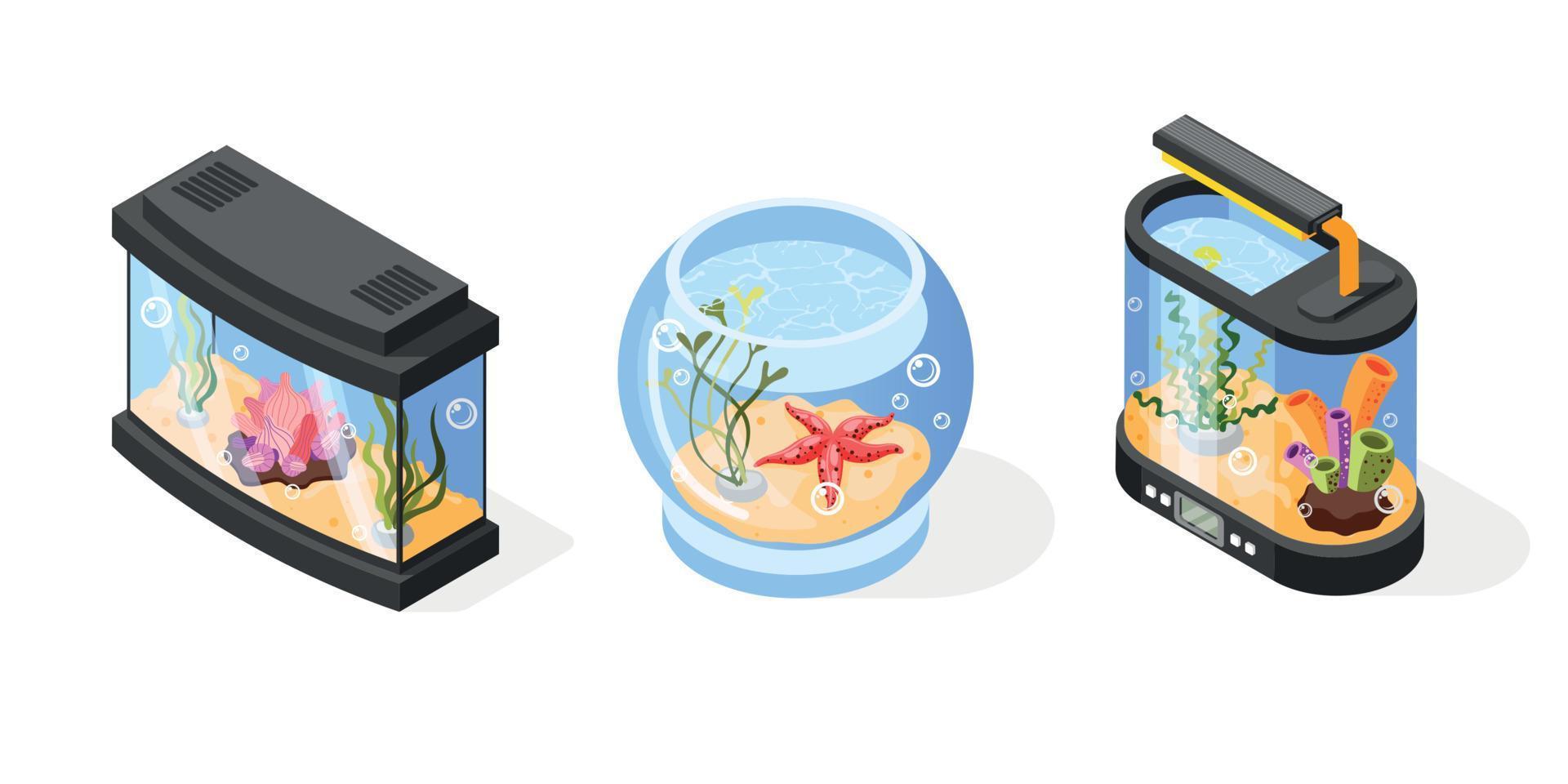 Isometric Aquarium Set vector