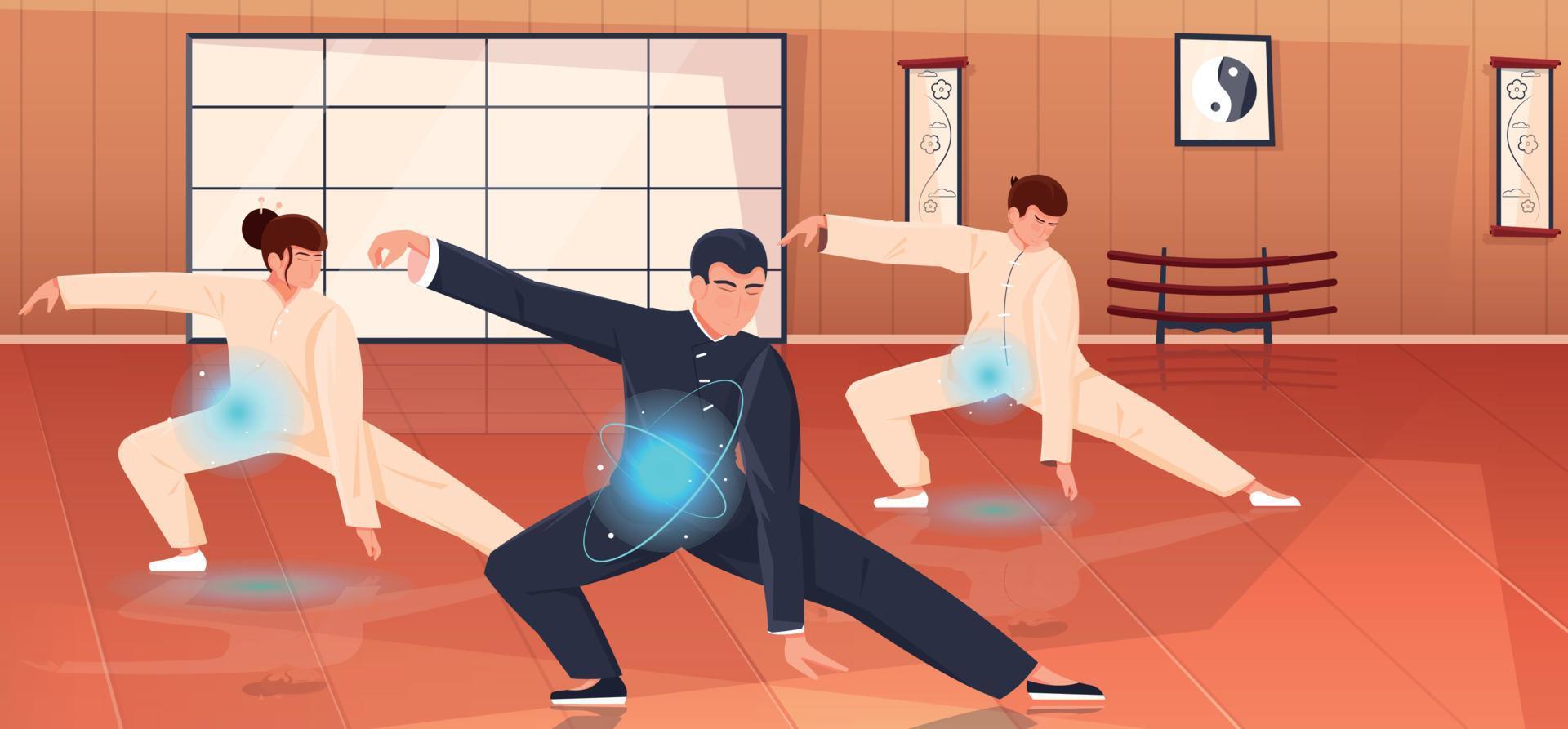 Qigong Energy Flat Composition vector