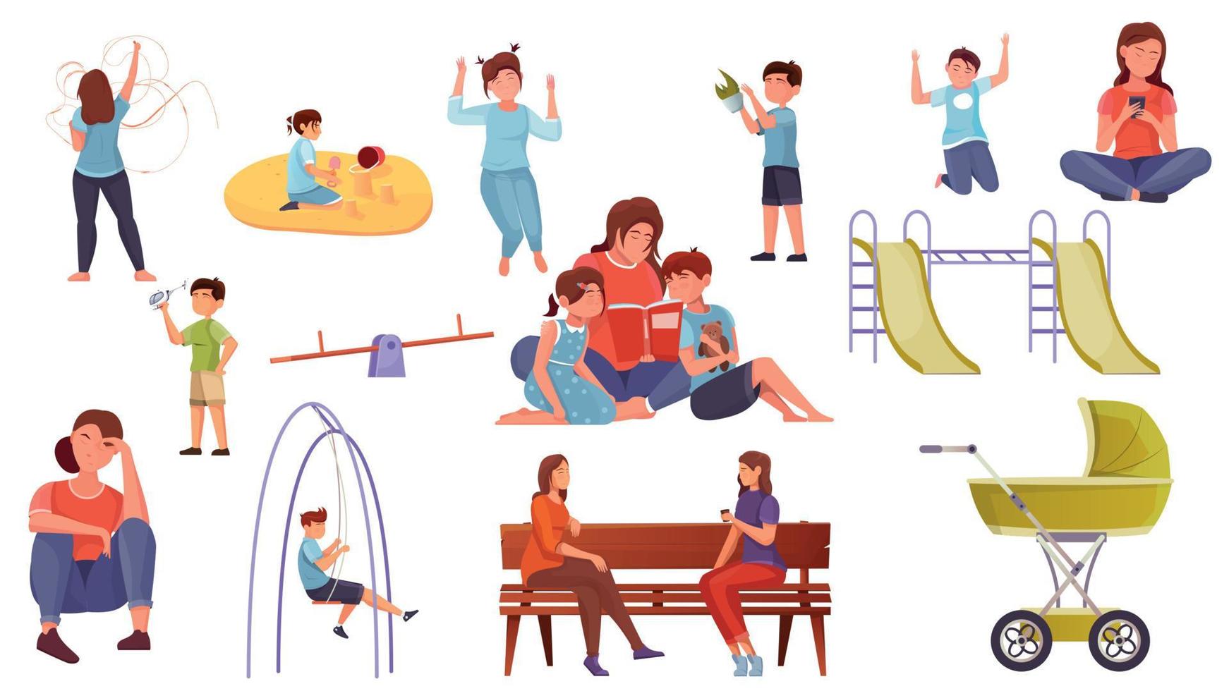 Motherhood Flat Set vector