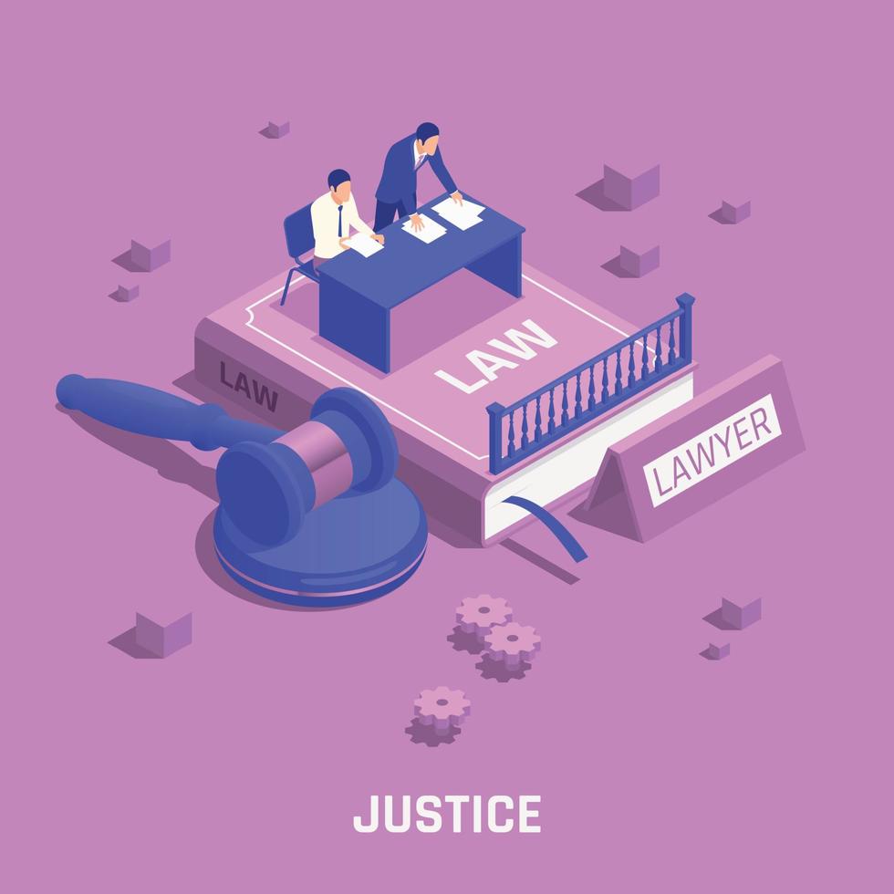 Law Justice Isometric Composition vector