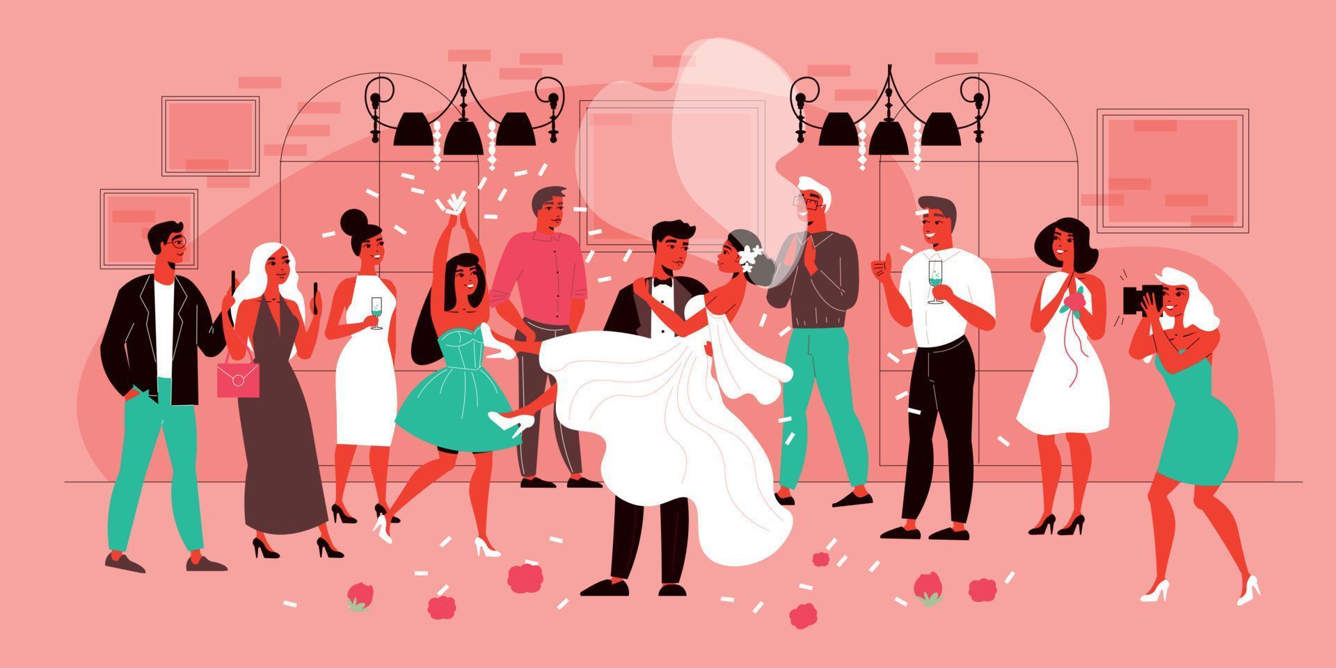 Wedding With Guests Composition vector