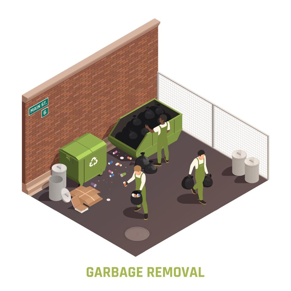 Garbage Removal Isometric Composition vector